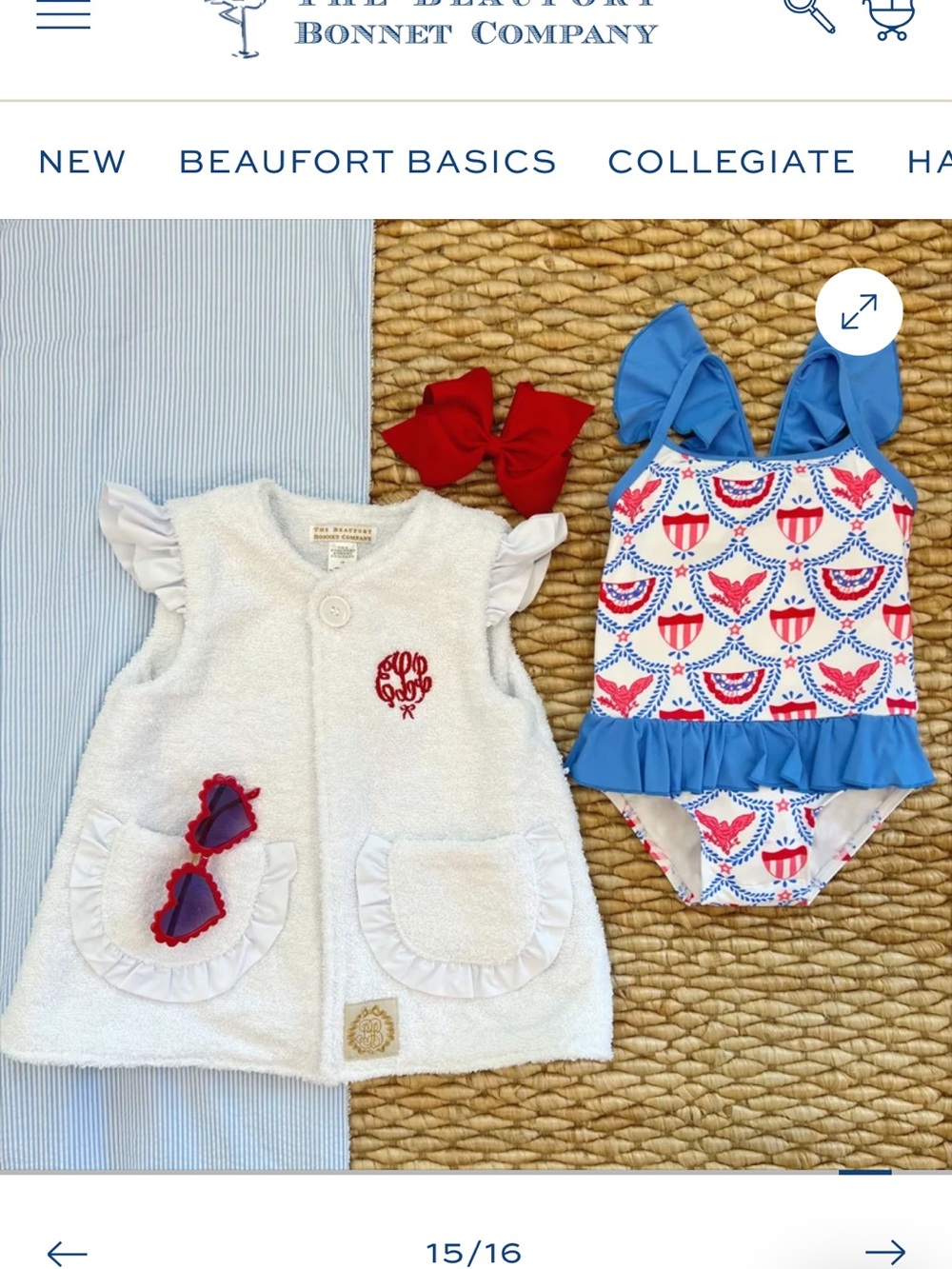 The Beaufort Bonnet Company Blue, White & Red Girls' One-Piece Ruffle Swimsuit